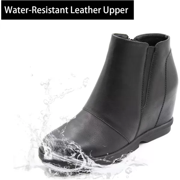 imageAthlefit Wedge Booties for Women with Heel Hidden Wedge Boots Comfortable Ankle BootsBlack