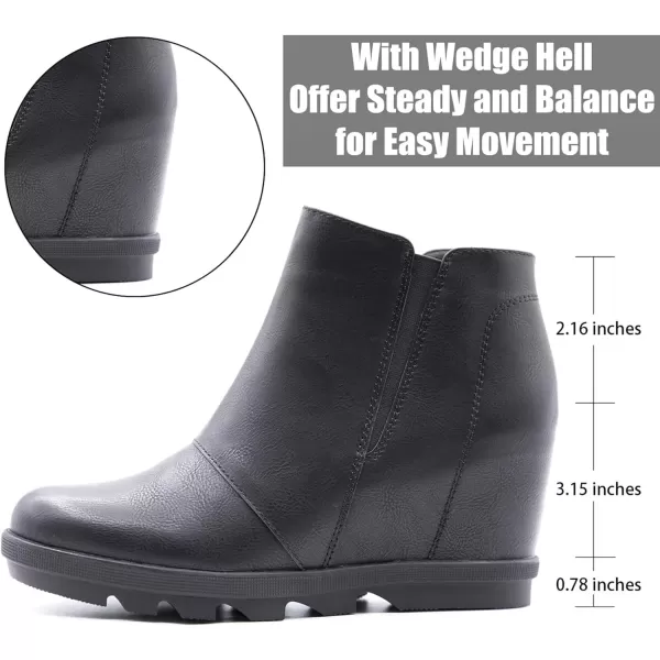 imageAthlefit Wedge Booties for Women with Heel Hidden Wedge Boots Comfortable Ankle BootsBlack
