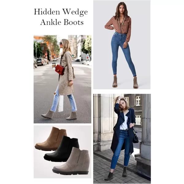 imageAthlefit Wedge Booties for Women with Heel Hidden Wedge Boots Comfortable Ankle BootsBlack