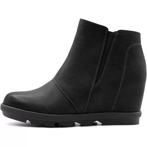 imageAthlefit Wedge Booties for Women with Heel Hidden Wedge Boots Comfortable Ankle BootsBlack