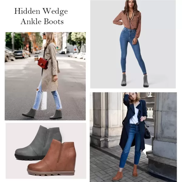 imageAthlefit Wedge Booties for Women with Heel Hidden Wedge Boots Comfortable Ankle BootsBrown2
