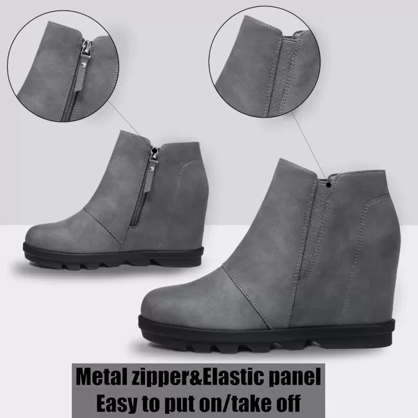 imageAthlefit Wedge Booties for Women with Heel Hidden Wedge Boots Comfortable Ankle BootsGrey