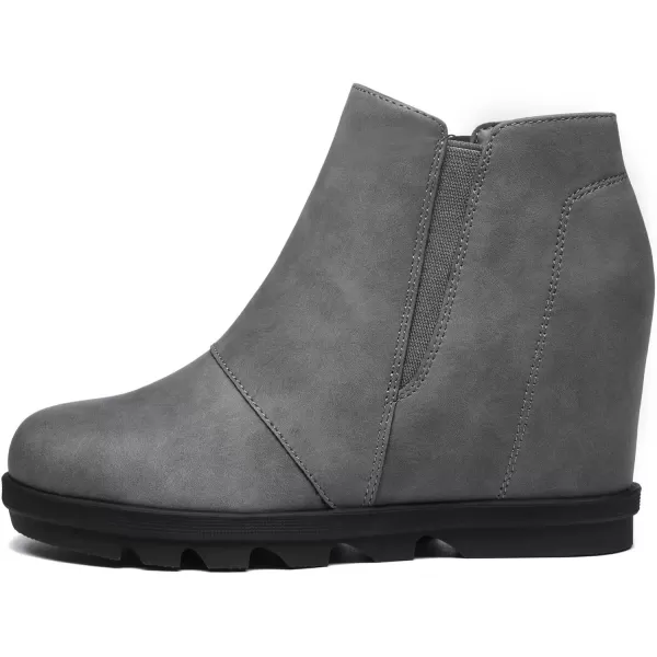 imageAthlefit Wedge Booties for Women with Heel Hidden Wedge Boots Comfortable Ankle BootsGrey