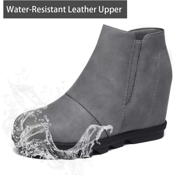 imageAthlefit Wedge Booties for Women with Heel Hidden Wedge Boots Comfortable Ankle BootsGrey