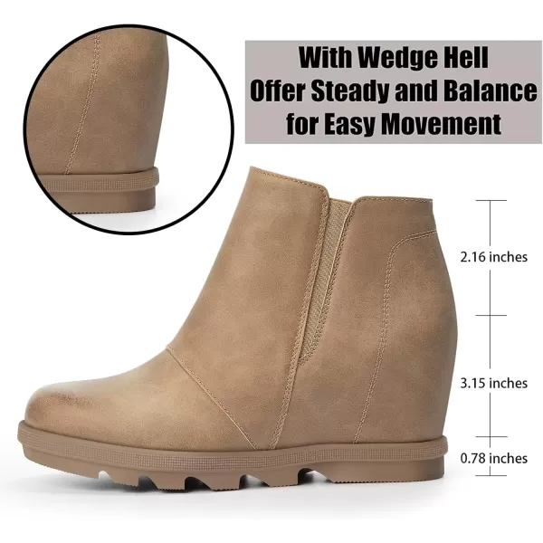 imageAthlefit Wedge Booties for Women with Heel Hidden Wedge Boots Comfortable Ankle BootsKhaki