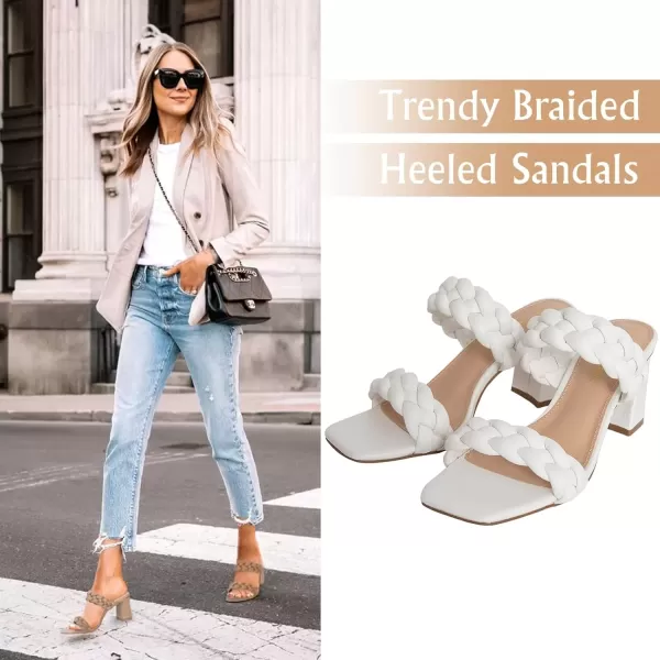 imageAthlefit Womens Braided Heeled Sandals Strappy Square Open Toe Heels Backless Mules Slip On Block HeelsBlockwhite