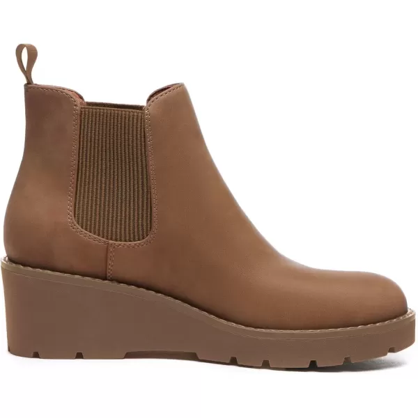 imageAthlefit Womens Chelsea Wedge Boots Elastic Platform Lug Sole Slip on Wedge Ankle Booties01brown