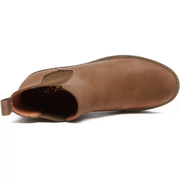 imageAthlefit Womens Chelsea Wedge Boots Elastic Platform Lug Sole Slip on Wedge Ankle Booties01brown
