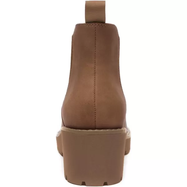 imageAthlefit Womens Chelsea Wedge Boots Elastic Platform Lug Sole Slip on Wedge Ankle Booties01brown