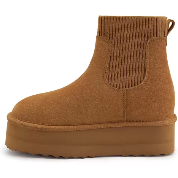 imageAthlefit Womens Classic Platform Chelsea Boots Winter Warm Fur Lined AntiSlip Short Ankle Snow Boots01chestnut