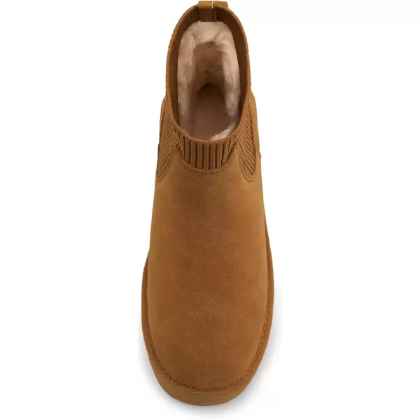 imageAthlefit Womens Classic Platform Chelsea Boots Winter Warm Fur Lined AntiSlip Short Ankle Snow Boots01chestnut