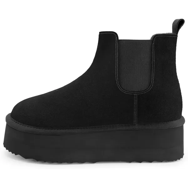 imageAthlefit Womens Classic Platform Chelsea Boots Winter Warm Fur Lined AntiSlip Short Ankle Snow BootsBlack