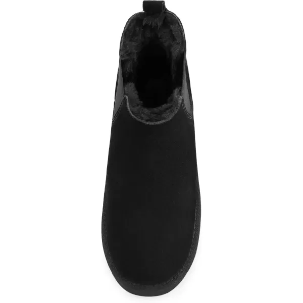 imageAthlefit Womens Classic Platform Chelsea Boots Winter Warm Fur Lined AntiSlip Short Ankle Snow BootsBlack