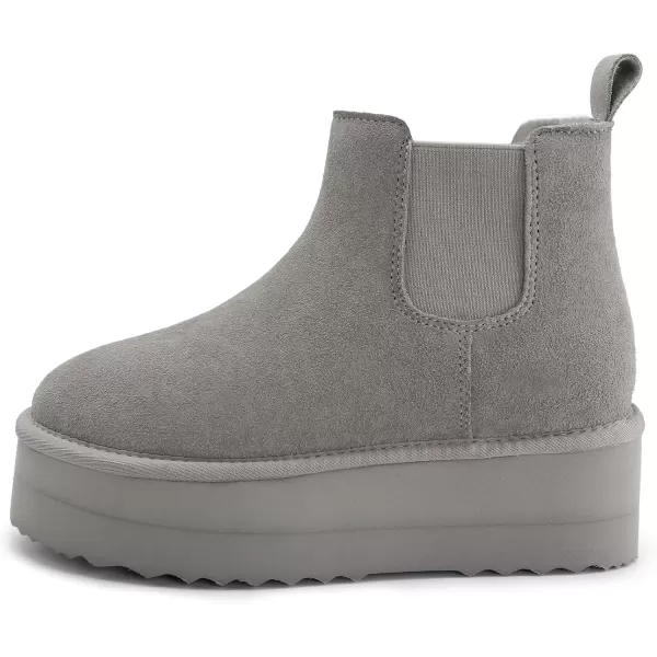 imageAthlefit Womens Classic Platform Chelsea Boots Winter Warm Fur Lined AntiSlip Short Ankle Snow BootsGrey