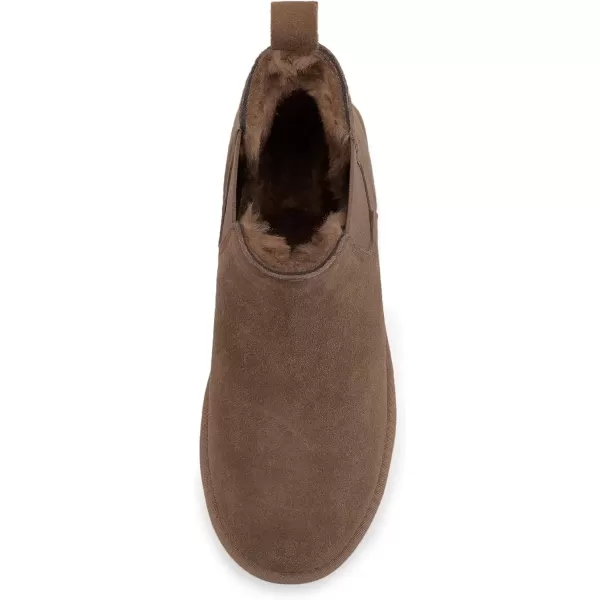 imageAthlefit Womens Classic Platform Chelsea Boots Winter Warm Fur Lined AntiSlip Short Ankle Snow BootsTaupe