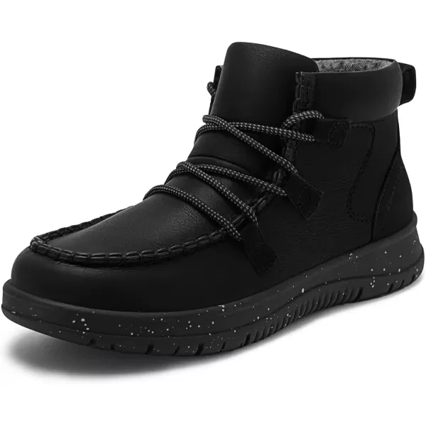 imageAthlefit Womens Lace Up Ankle Boots Casual Comfortable Lightweight Walking Flat Ankle Booties Boat ShoesBlack