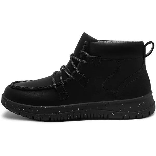 imageAthlefit Womens Lace Up Ankle Boots Casual Comfortable Lightweight Walking Flat Ankle Booties Boat ShoesBlack