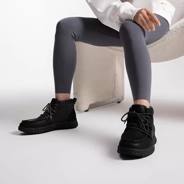 imageAthlefit Womens Lace Up Ankle Boots Casual Comfortable Lightweight Walking Flat Ankle Booties Boat ShoesBlack
