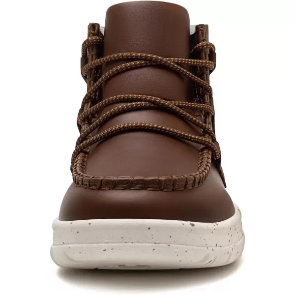 imageAthlefit Womens Lace Up Ankle Boots Casual Comfortable Lightweight Walking Flat Ankle Booties Boat ShoesBrown