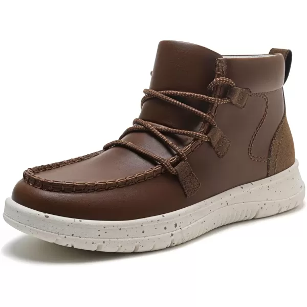 imageAthlefit Womens Lace Up Ankle Boots Casual Comfortable Lightweight Walking Flat Ankle Booties Boat ShoesBrown