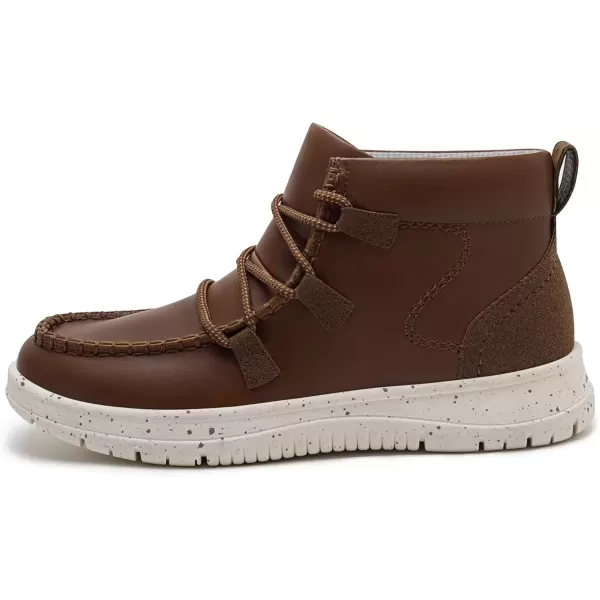 imageAthlefit Womens Lace Up Ankle Boots Casual Comfortable Lightweight Walking Flat Ankle Booties Boat ShoesBrown