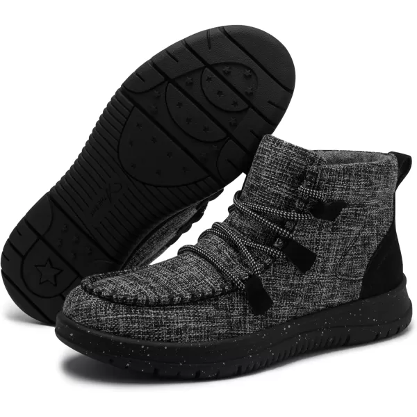 imageAthlefit Womens Lace Up Ankle Boots Casual Comfortable Lightweight Walking Flat Ankle Booties Boat ShoesFold Black