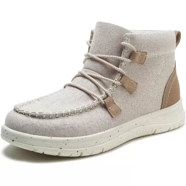 imageAthlefit Womens Lace Up Ankle Boots Casual Comfortable Lightweight Walking Flat Ankle Booties Boat ShoesLight Grey