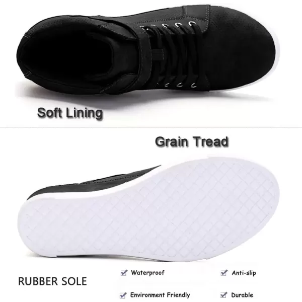 imageAthlefit Womens Lace Up Wedge Sneakers High Top Fashion Sneakers Ankle BootiesBlack