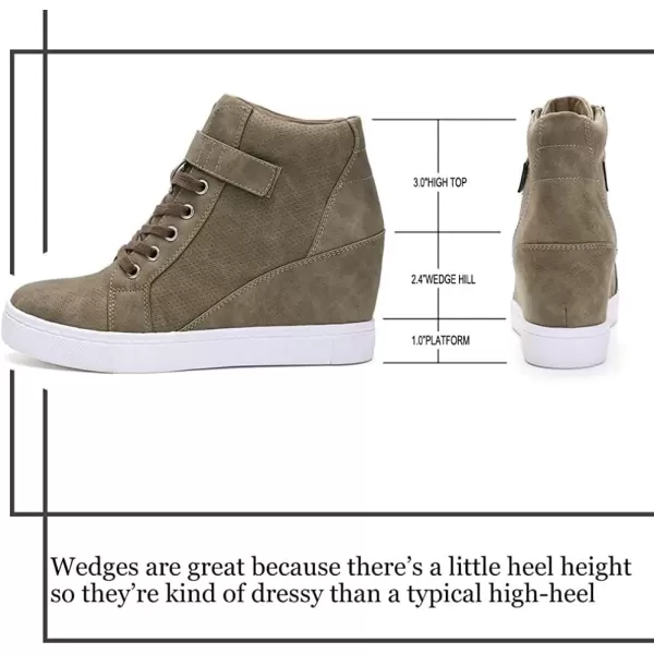 imageAthlefit Womens Lace Up Wedge Sneakers High Top Fashion Sneakers Ankle BootiesBrown