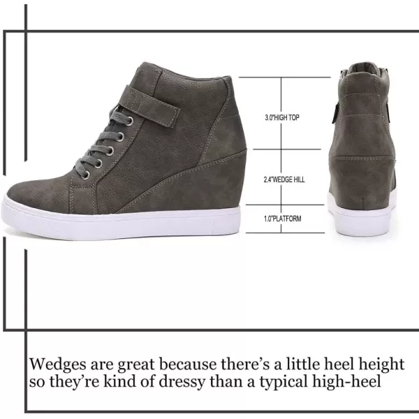 imageAthlefit Womens Lace Up Wedge Sneakers High Top Fashion Sneakers Ankle BootiesGrey
