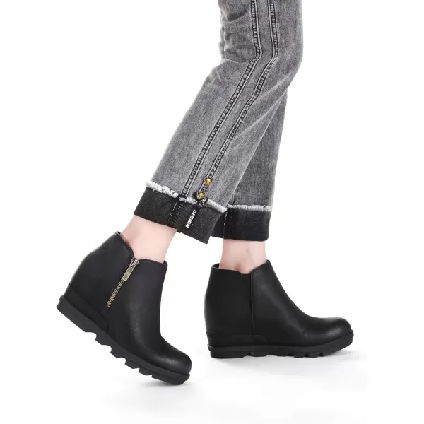 imageAthlefit Womens Wedge Boots Comfortable Ankle Wedge Booties02black