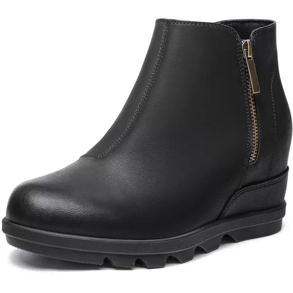 imageAthlefit Womens Wedge Boots Comfortable Ankle Wedge Booties02black