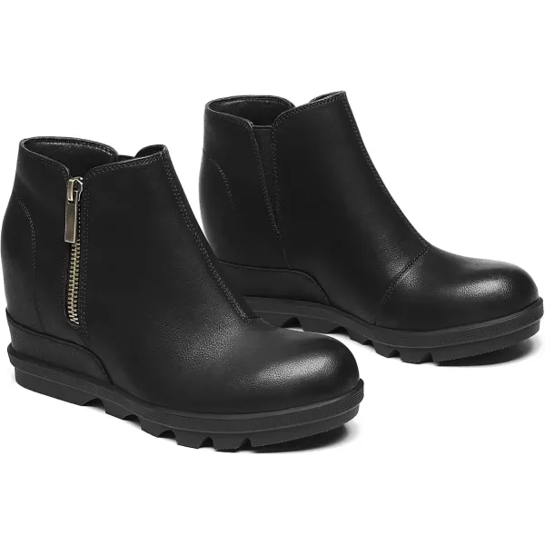 imageAthlefit Womens Wedge Boots Comfortable Ankle Wedge Booties02black