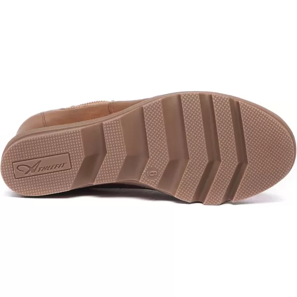 imageAthlefit Womens Wedge Boots Comfortable Ankle Wedge Booties02brown