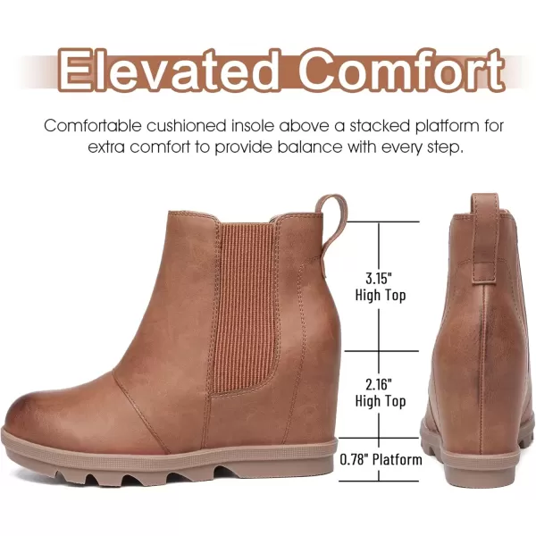 imageAthlefit Womens Wedge Boots Comfortable Ankle Wedge Booties02brown