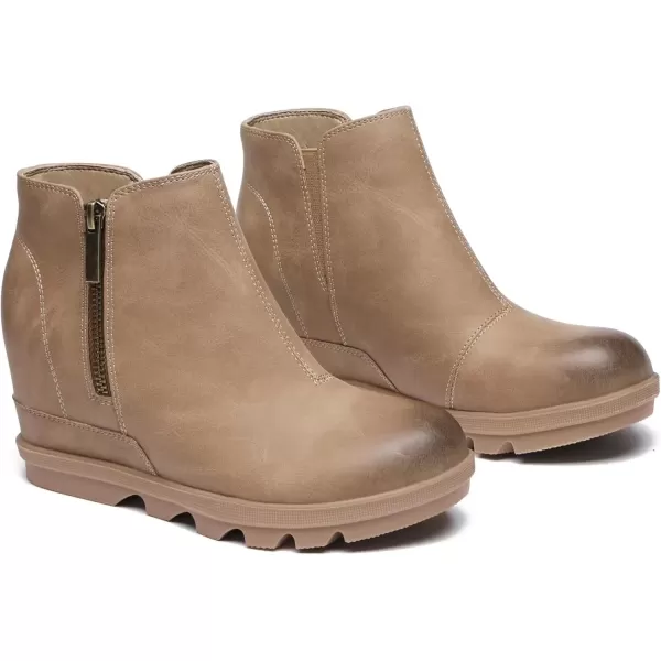 imageAthlefit Womens Wedge Boots Comfortable Ankle Wedge Booties02khaki