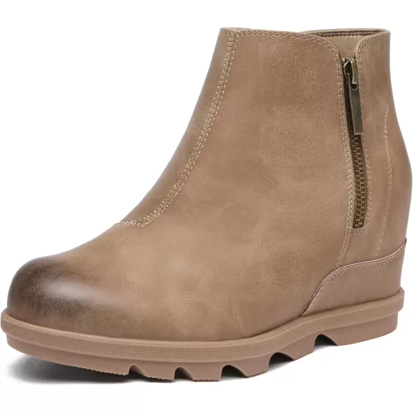 imageAthlefit Womens Wedge Boots Comfortable Ankle Wedge Booties02khaki