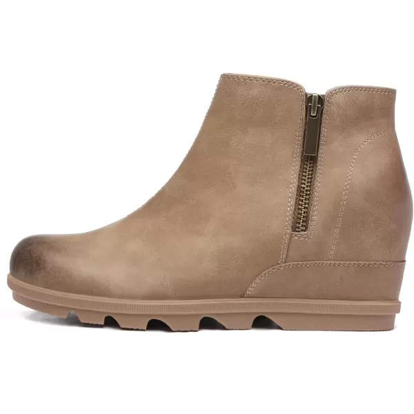 imageAthlefit Womens Wedge Boots Comfortable Ankle Wedge Booties02khaki