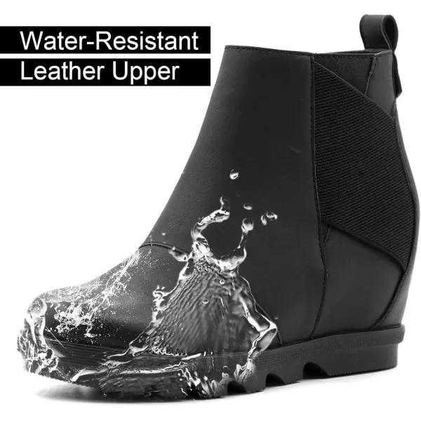 imageAthlefit Womens Wedge Boots Comfortable Ankle Wedge Booties032black