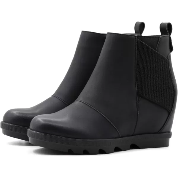 imageAthlefit Womens Wedge Boots Comfortable Ankle Wedge Booties032black