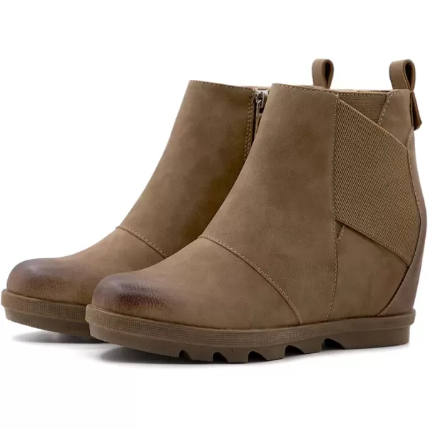 imageAthlefit Womens Wedge Boots Comfortable Ankle Wedge Booties032khaki