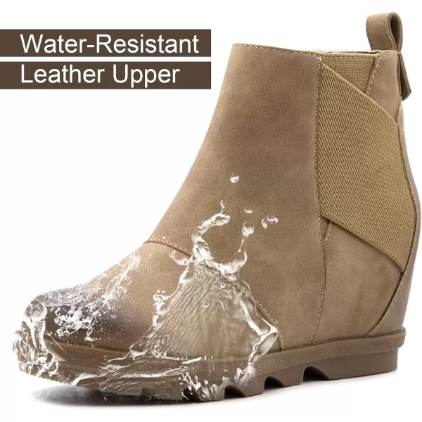 imageAthlefit Womens Wedge Boots Comfortable Ankle Wedge Booties032khaki