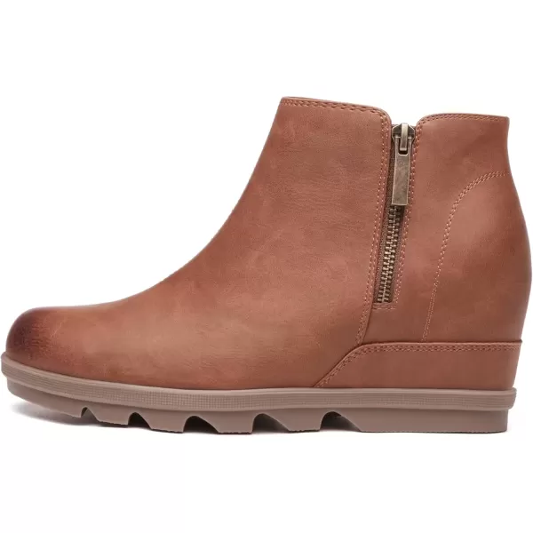 imageAthlefit Womens Wedge Boots Comfortable Ankle Wedge Booties03brown