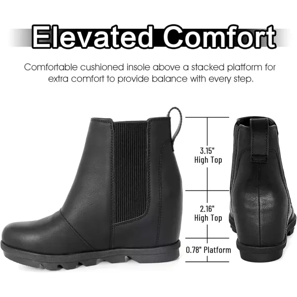 imageAthlefit Womens Wedge Boots Comfortable Ankle Wedge BootiesBlack