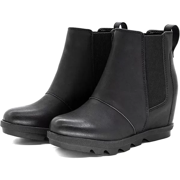 imageAthlefit Womens Wedge Boots Comfortable Ankle Wedge BootiesBlack