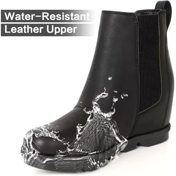 imageAthlefit Womens Wedge Boots Comfortable Ankle Wedge BootiesBlack
