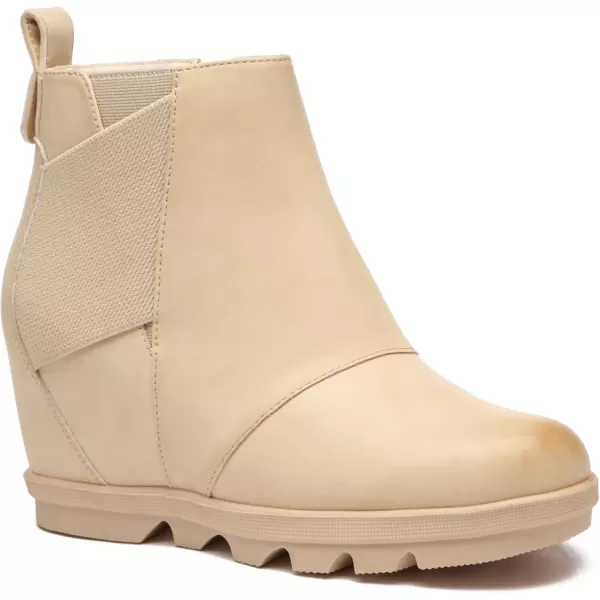 imageAthlefit Womens Wedge Boots Comfortable Ankle Wedge BootiesCamel