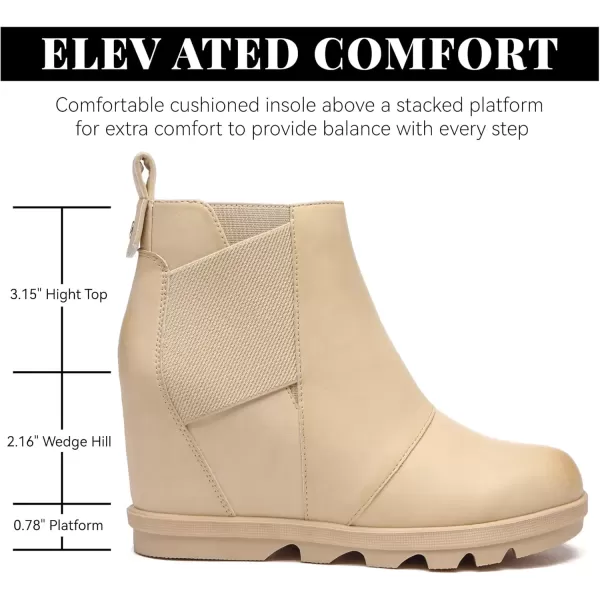 imageAthlefit Womens Wedge Boots Comfortable Ankle Wedge BootiesCamel
