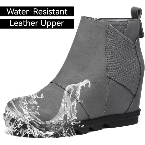 imageAthlefit Womens Wedge Boots Comfortable Ankle Wedge BootiesGrey