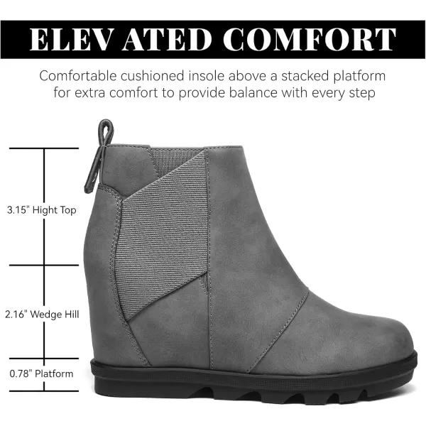imageAthlefit Womens Wedge Boots Comfortable Ankle Wedge BootiesGrey